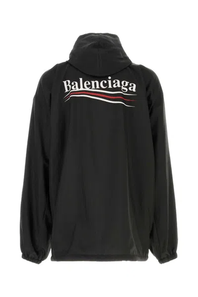 Balenciaga Polyester Jacket With Elastic Cuffs And Hooded Design In Multi