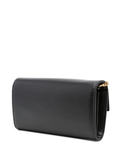 Balmain B Buzz Wallet On Chain In Calfskin Leather In Black