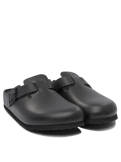 Birkenstock Boston Slipper Black In Smooth Leather In Animal Print