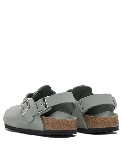 Birkenstock Sage Coloured Suede Tokyo Slipper In Animal Print