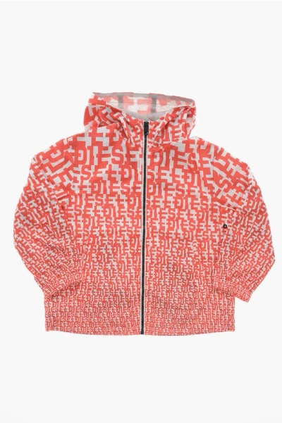 Diesel Monogram Nylon Welli Windbreaker In Orange
