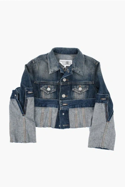 Maison Margiela Mm6 Denim Jacket With Logoed Buttons In Blue