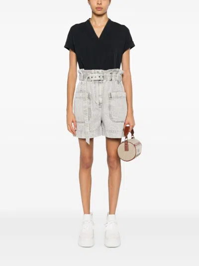 Brunello Cucinelli Monili Trim V-neck Cotton T-shirt Clothing In Black