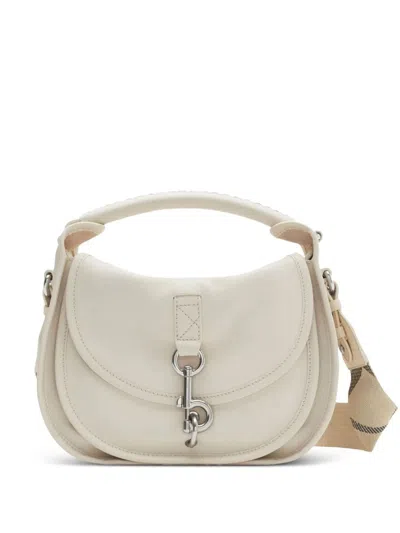Burberry Small Calf Leather B Clip Messenger Bag In White