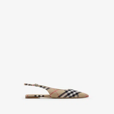 Burberry Sand Dame Check Slingback Ballet Flats In Multi