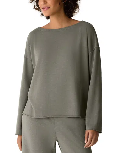 Eileen Fisher Garment-dyed Organic Cotton Terry Box-top In Gray