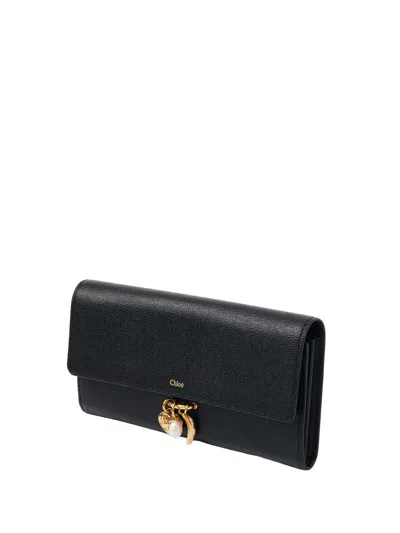 Chloé Black Leather Wallets In Black