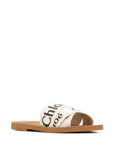 Chloé Woody Flat Sandals In Neutral