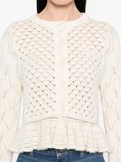 Chloé Latte-colored Crochet Cardigan In Cotton Blend In Neutral