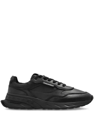 Dsquared2 Bold Leather Paneled Sprinter Sneakers In Black