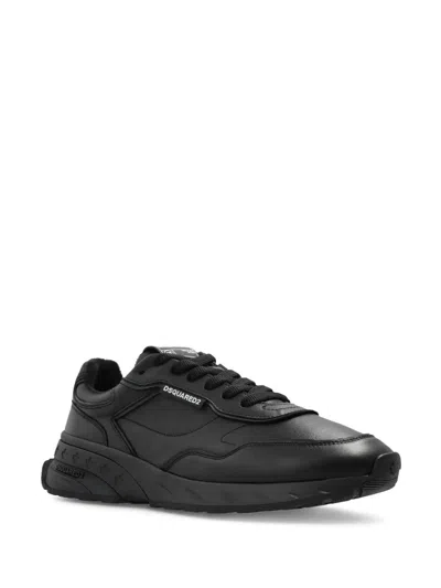 Dsquared2 Bold Leather Paneled Sprinter Sneakers In Black
