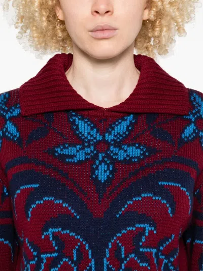 Etro Patterned Wool Sweater In Burgundy