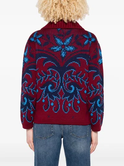 Etro Patterned Wool Sweater In Burgundy