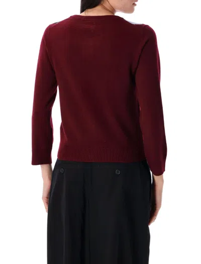 Ganni Burgundy Checked Cardigan In Cashmere Blend Women In Multi