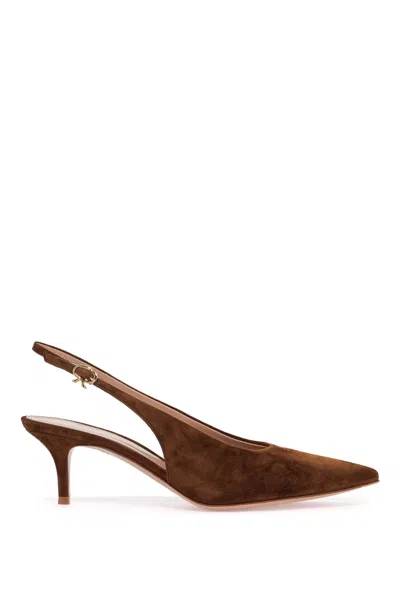 Gianvito Rossi Robbie Suede Leather Slingback In Brown