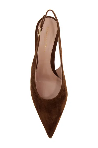 Gianvito Rossi Robbie Suede Leather Slingback In Brown
