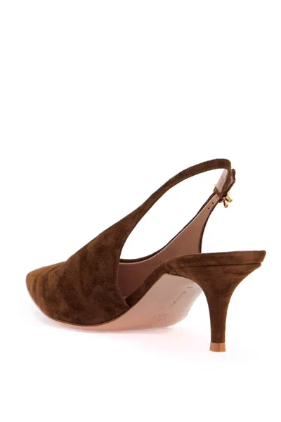 Gianvito Rossi Robbie Suede Leather Slingback In Brown