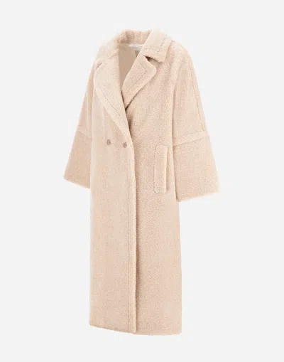 Herno Double-breasted Long Coat In Neutral