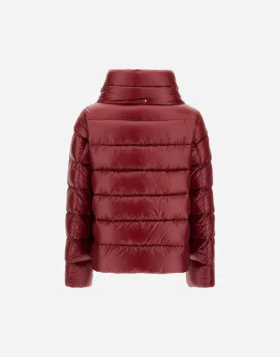 Herno Structured Bordeaux Polyamide Coat In Burgundy