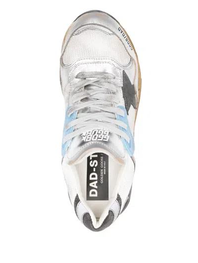 Golden Goose Running Dad Sneakers In Silver