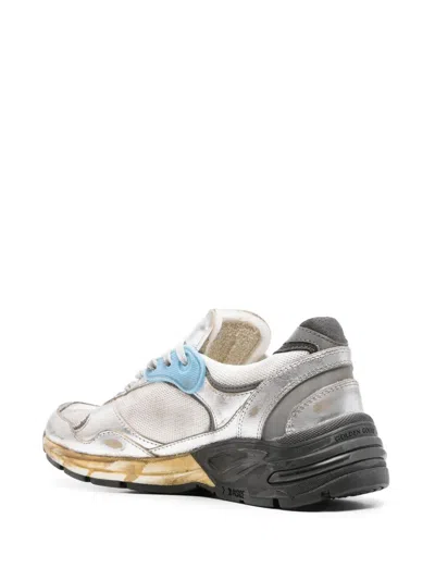Golden Goose Running Dad Sneakers In Silver