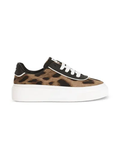 Dolce & Gabbana Leopard-print Logo Sneakers In Brown