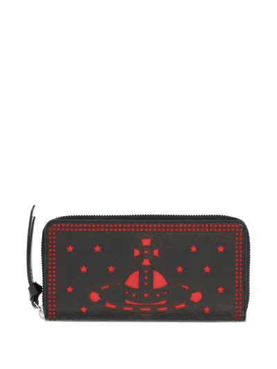 Vivienne Westwood Star Pattern Rectangular Purse And Cardholder In Black