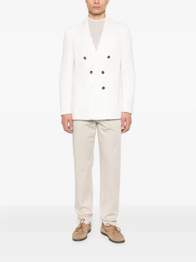 Eleventy Double-breasted Blazer In White