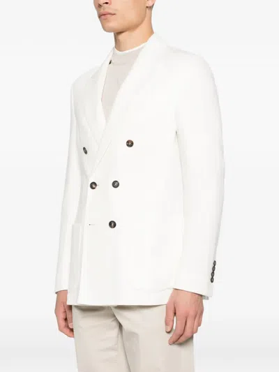 Eleventy Double-breasted Blazer In White