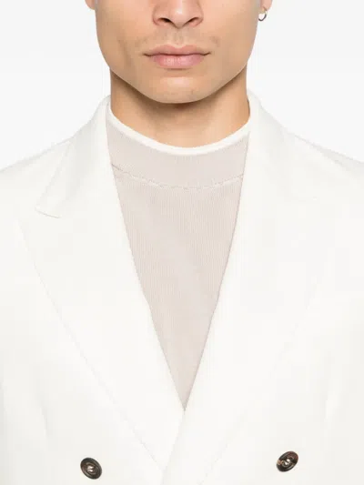Eleventy Double-breasted Blazer In White