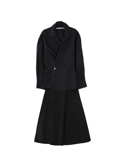 Alexander Wang Pre-styled Wrap Mini Dress In Cotton In Black