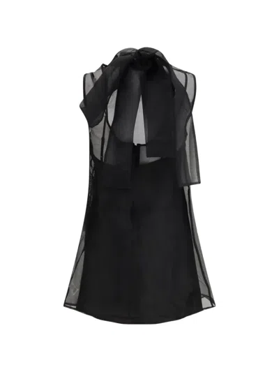 Staud Albee Beaded-detail High-neck Mini Dress In Black