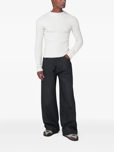 Rick Owens Ribbed Mock-neck Sweater In White