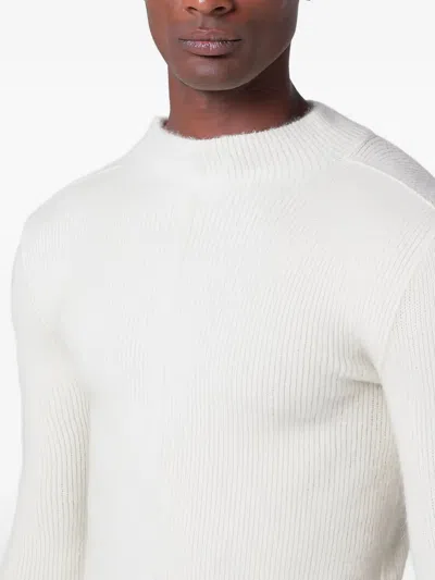 Rick Owens Ribbed Mock-neck Sweater In White