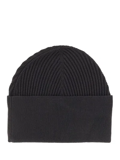 Studio Nicholson Ribbed Texture Folded Cuff Hat In Gray