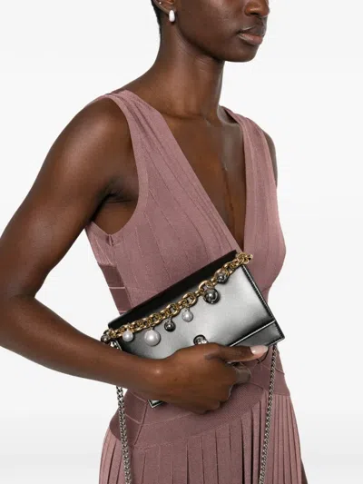 Alexander Mcqueen Small Chain-embellished Skull Shoulder Bag In Animal Print