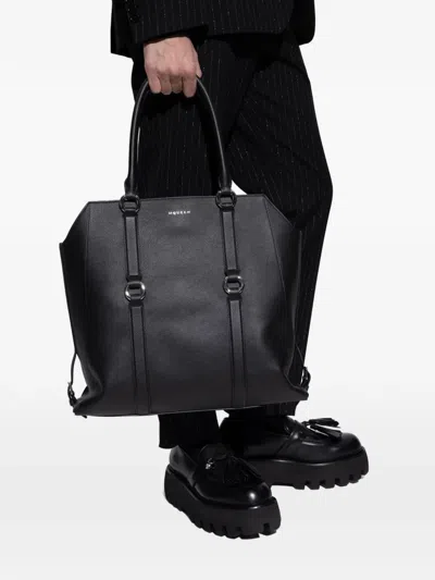 Alexander Mcqueen Farringdon Ring-detail Tote Bag In Black