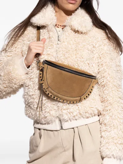 Isabel Marant Skano Studded Zip Belt Bag In Brown