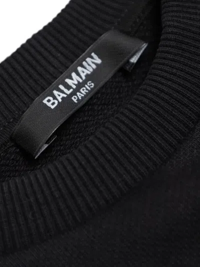 Balmain Gold-button Logo T-shirt In Black