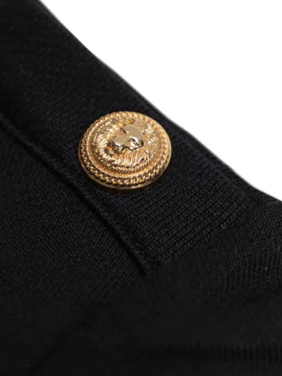 Balmain Gold-button Logo T-shirt In Black