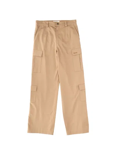 Msgm Oversized Cargo Trousers Featuring Pockets In Brown