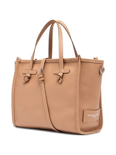 Gianni Chiarini Marcella Rectangular Brown Structured Leather Tote In Brown