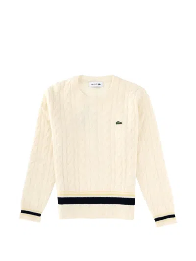Lacoste Cable-knit Sweater In Neutral