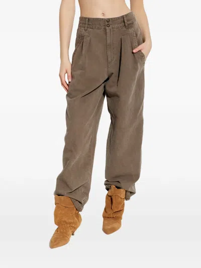 Isabel Marant Étoile Nadine Pleated Trousers In Brown