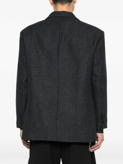 Amish Pinstriped Two-button Jacket In Gray