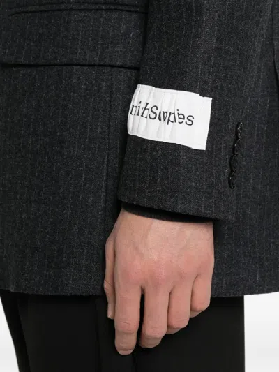 Amish Pinstriped Two-button Jacket In Gray