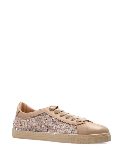 Agl Attilio Giusti Leombruni Sequinned Leather-panel Sneakers In Neutral
