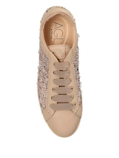 Agl Attilio Giusti Leombruni Sequinned Leather-panel Sneakers In Neutral