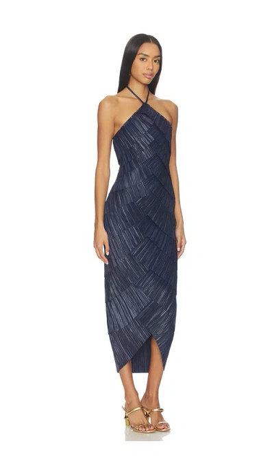 Cult Gaia Patrizia Halter-neck Pleated Midi Dress In Blue