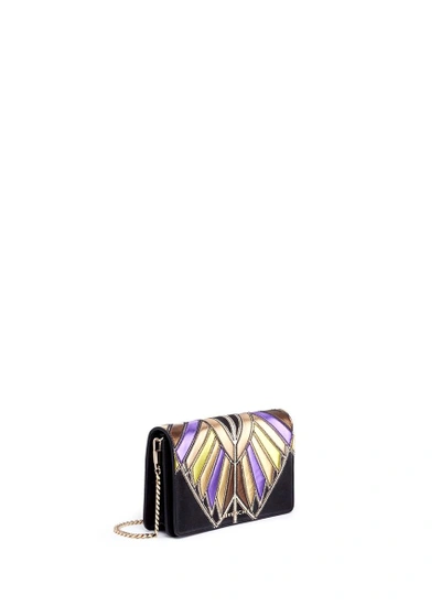 Shop Givenchy Pandora' Egyptian Wing Patchwork Leather Chain Wallet